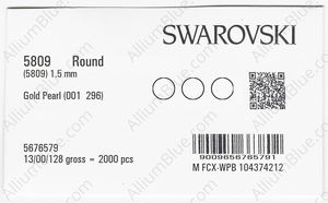 SWAROVSKI 5809 1.5MM CRYSTAL GOLD PEARL factory pack