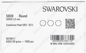 SWAROVSKI 5809 3.5MM CRYSTAL CREAMROSE PEARL factory pack