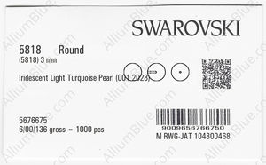 SWAROVSKI 5818 3MM CRYSTAL IRID LT TURQUOISE PR factory pack