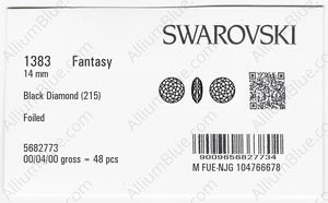 SWAROVSKI 1383 14MM BLACK DIAMOND F factory pack