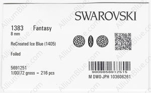 SWAROVSKI 1383 8MM RECREATED ICE BLUE F factory pack