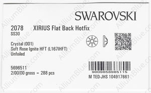 SWAROVSKI 2078 SS 30 CRYSTAL SROSE_I HFT factory pack