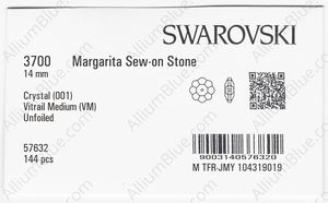 SWAROVSKI 3700 14MM CRYSTAL VM factory pack