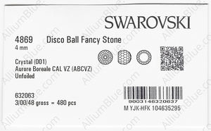 SWAROVSKI 4869 4MM CRYSTAL AB/CALVZ factory pack