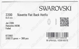 SWAROVSKI 2200 8X4MM JET HEMAT M HF factory pack