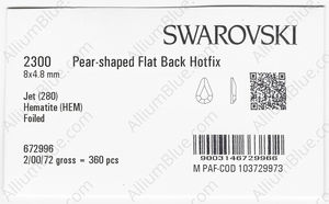 SWAROVSKI 2300 8X4.8MM JET HEMAT M HF factory pack