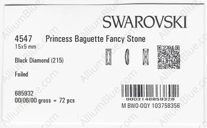 SWAROVSKI 4547 15X5MM BLACK DIAMOND F factory pack
