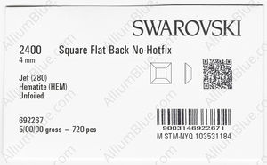 SWAROVSKI 2400 4MM JET HEMAT factory pack
