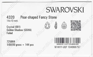 SWAROVSKI 4320 14X10MM CRYSTAL GOL.SHADOW F factory pack
