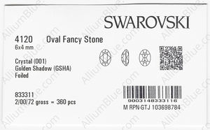 SWAROVSKI 4120 6X4MM CRYSTAL GOL.SHADOW F factory pack