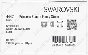 SWAROVSKI 4447 6MM CRYSTAL GOL.SHADOW F factory pack