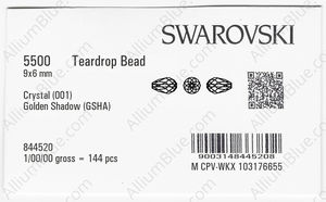 SWAROVSKI 5500 9X6MM CRYSTAL GOL.SHADOW factory pack
