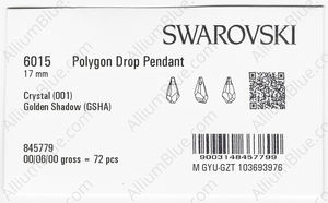 SWAROVSKI 6015 17MM CRYSTAL GOL.SHADOW factory pack