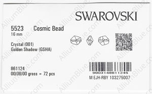 SWAROVSKI 5523 16MM CRYSTAL GOL.SHADOW factory pack