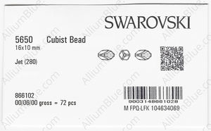 SWAROVSKI 5650 16X10MM JET factory pack