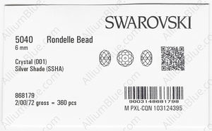 SWAROVSKI 5040 6MM CRYSTAL SILVSHADE factory pack