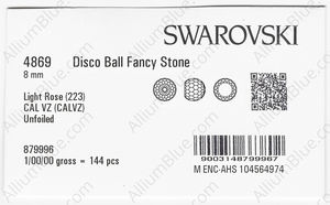 SWAROVSKI 4869 8MM LIGHT ROSE CAL'VZ' factory pack