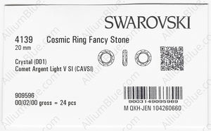 SWAROVSKI 4139 20MM CRYSTAL CAL'V'SI factory pack