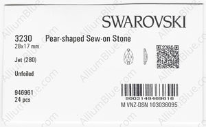 SWAROVSKI 3230 28X17MM JET factory pack