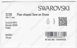 SWAROVSKI 3230 28X17MM CRYSTAL DORADO F factory pack