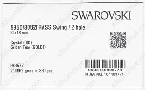 SWAROVSKI 8950 NR 805 230 CRYSTAL GOLD. TEAK B factory pack