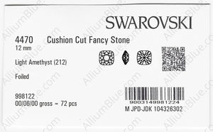 SWAROVSKI 4470 12MM LIGHT AMETHYST F factory pack